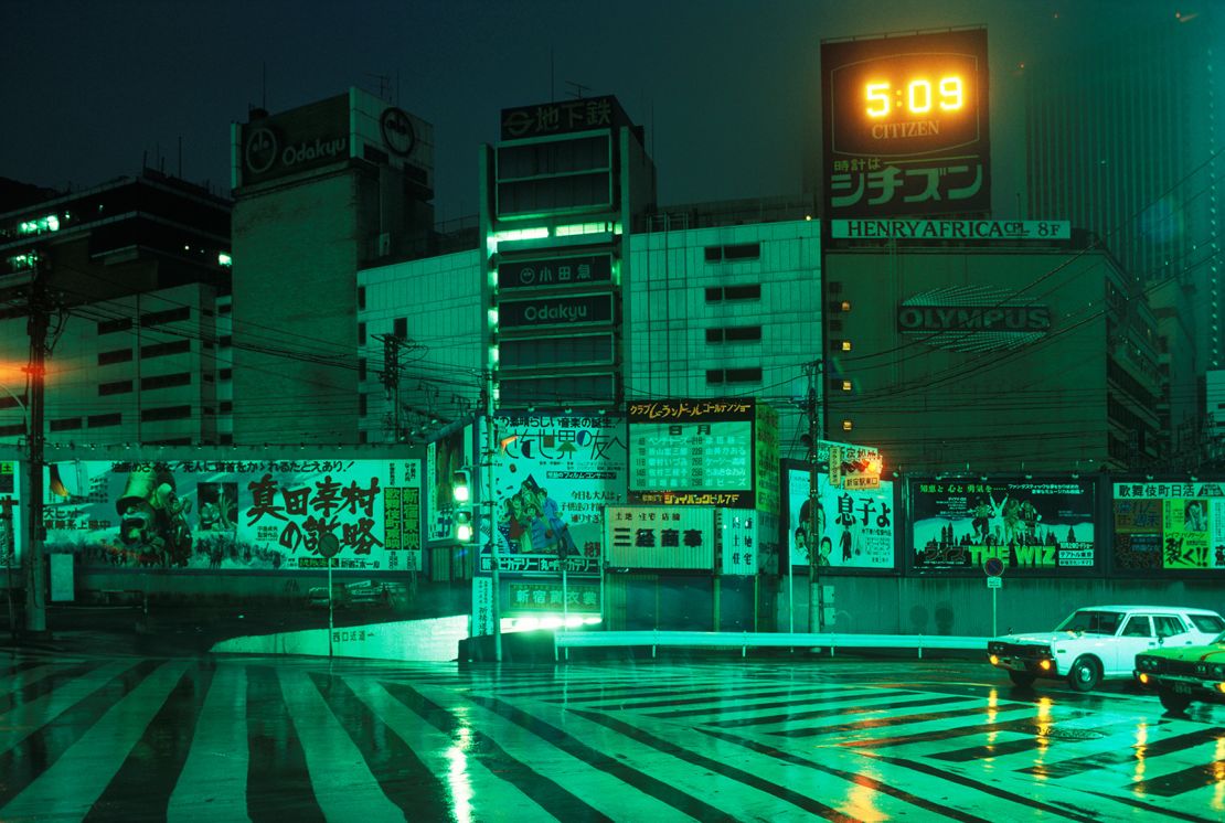 A 1979 image shows a crosswalk in Tokyo's Shinjuku district.