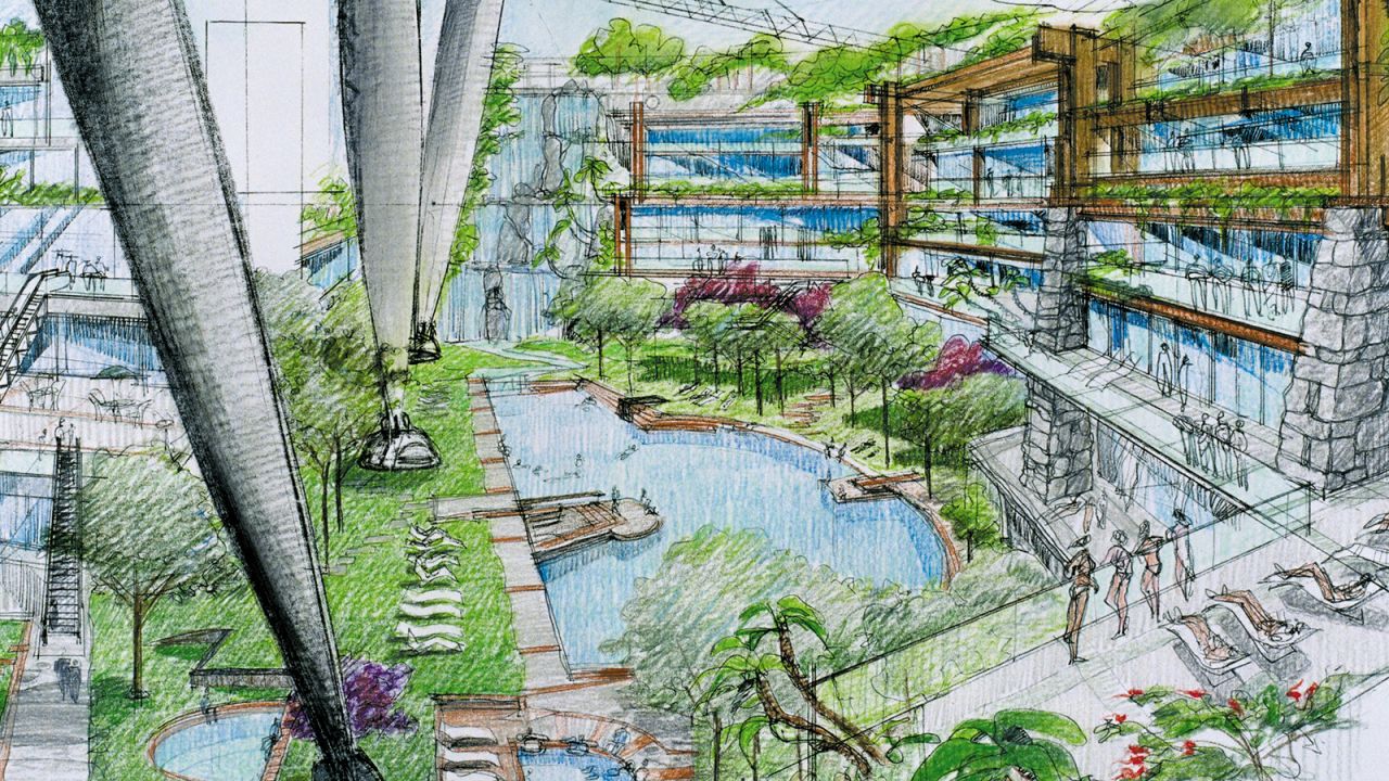 <strong>Technical feat: </strong>Moon World Resorts comes with "tremendous technical challenges," Henderson explains, but he and his co-founder Sandra G. Matthews are working with independent engineers and architects to make it happen. Pictured here: a rendering of what the spa could be like.