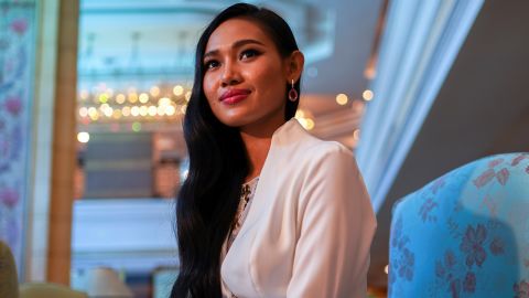 Han Lay, Miss Grand Myanmar at a media interview in Bangkok in 2021.