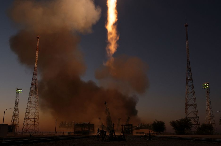 A Russian capsule carrying two Russian cosmonauts and a NASA astronaut blasts off from the Baikonur Cosmodrome in Kazakhstan on Wednesday, September 21. They later <a href="https://www.cnn.com/2022/09/21/business/american-astronaut-russian-launch-scn/index.html" target="_blank">docked with the International Space Station</a> for what is expected to be a six-month stay.