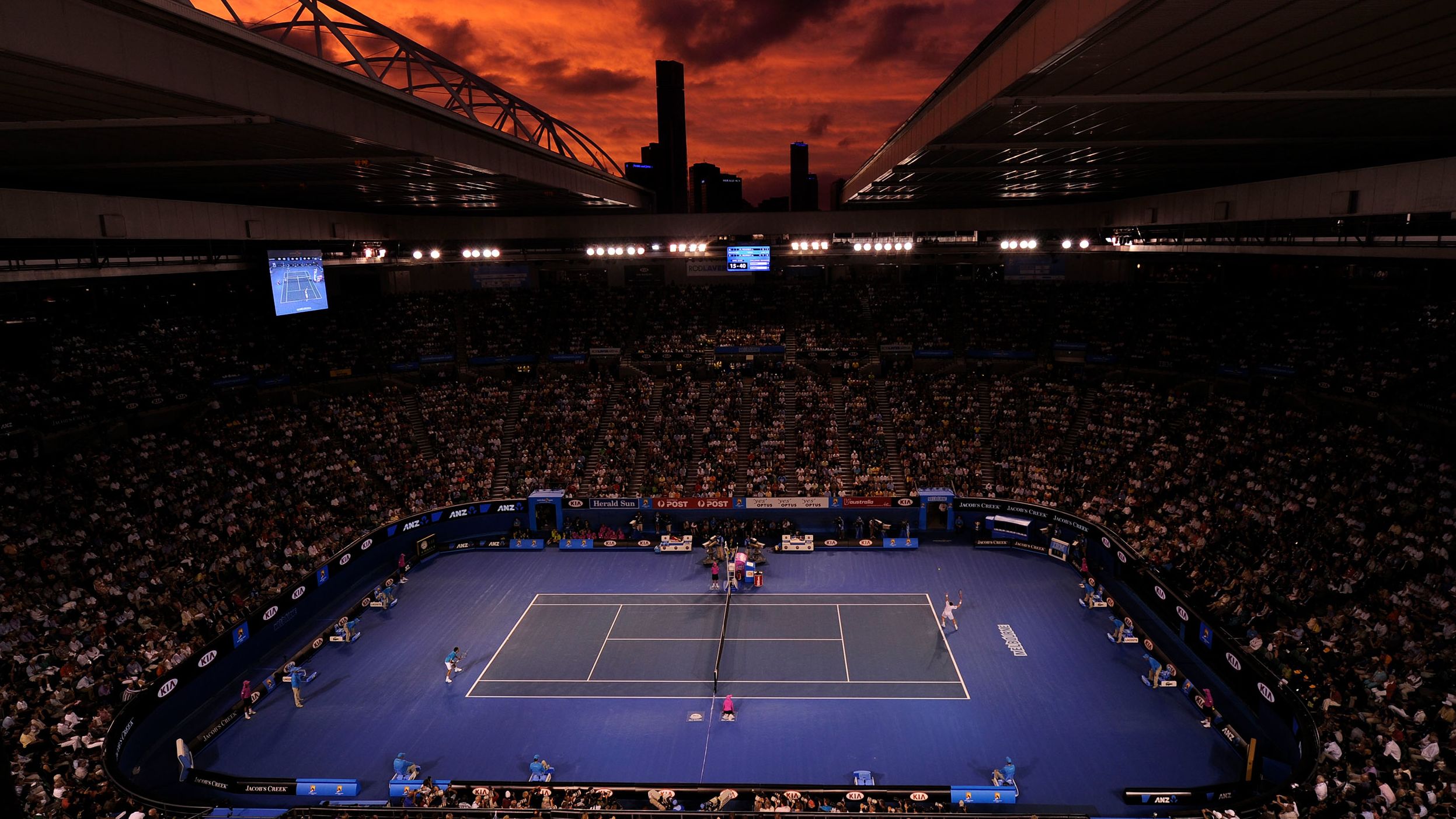 Federer plays Andy Murray in the final of the Australian Open in 2010.