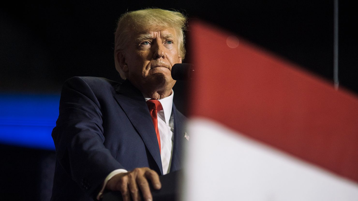 Former US President Donald Trump speaks at a rally in Youngstown, Ohio, on September 17, 2022. 