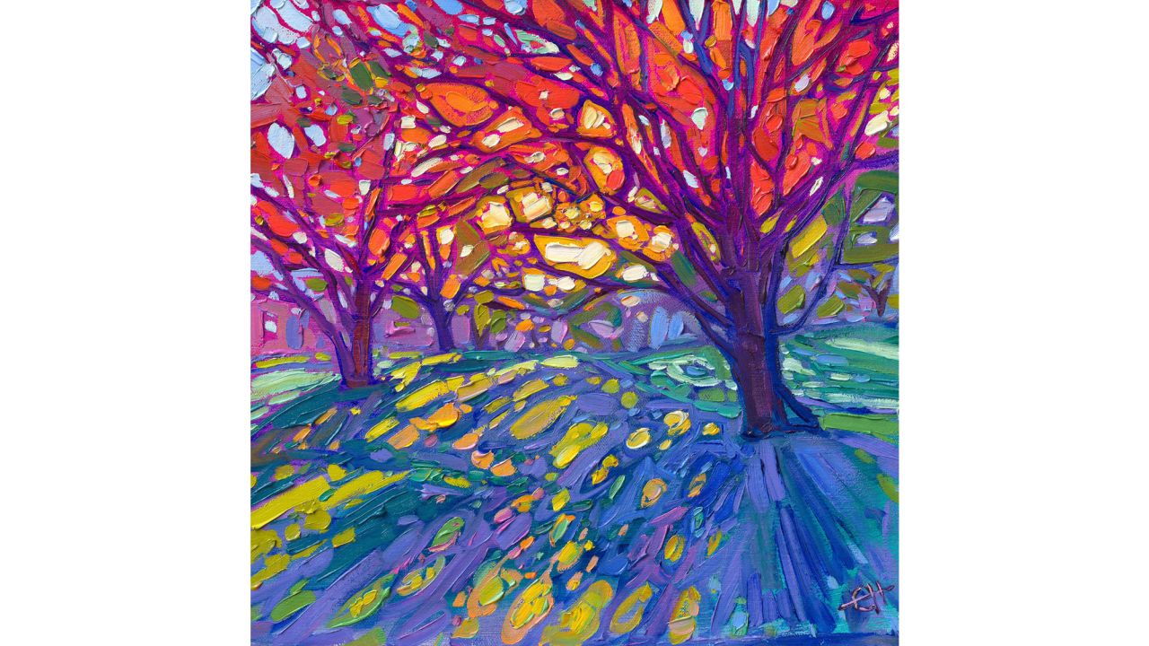 "Crystalline Maples", a 2021 oil painting by Erin Hanson.