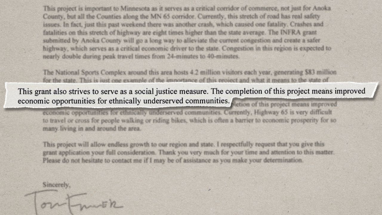 A passage from a letter from Rep. Tom Emmer from June to Transportation Secretary Pete Buttigieg. 