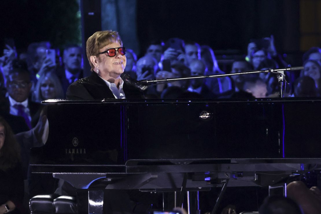 Sir Elton John performs during an event on the South Lawn of the White House on September 23.