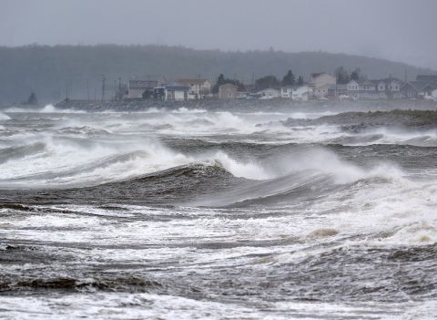 Waves crashed against the coast of Nova Scotia's Eastern Passage as Fiona made landfall on Saturday, September 24.