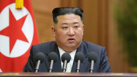 North Korean leader Kim Jong Un delivers a speech in Pyongyang, North Korea, on Sept. 8, 2022. 