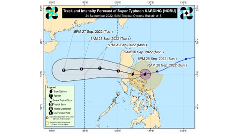 Super Typhoon Noru'nun tahmin yolu. 