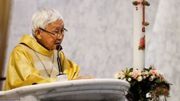 Cardinal Joseph Zen holds a Mass in Hong Kong, China, May 24, 2022. REUTERS/Tyrone Siu
