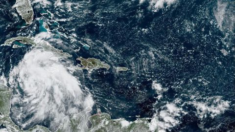 Tropical Storm Ian is seen near the coast of Cuba in this satellite image taken September 25, 2022.