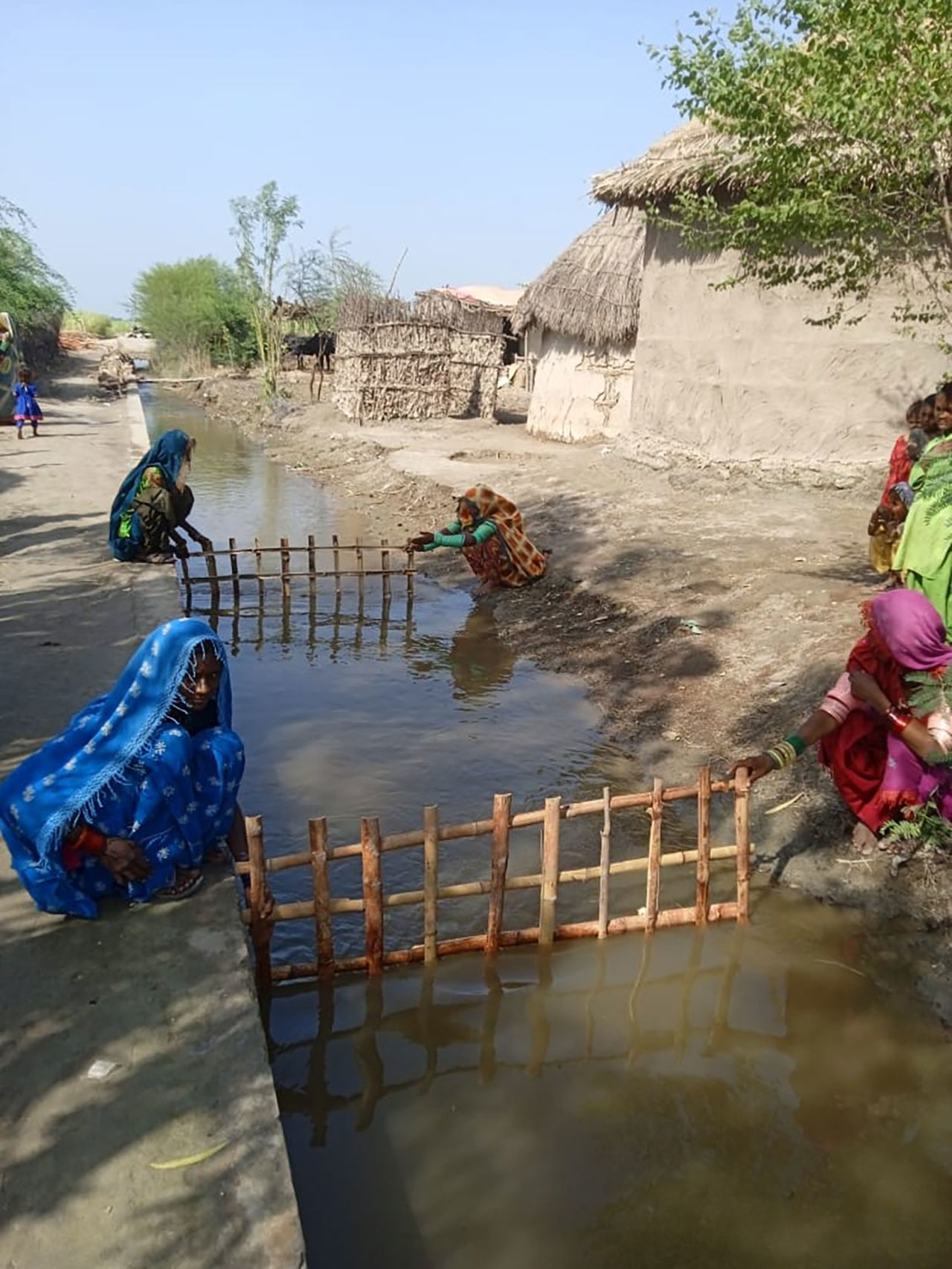Fish farms are created using bamboo dividers.