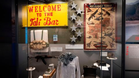 A display for the Central Intelligence Agency's work in Afghanistan is seen in the newly refurbished museum in the headquarters building in Langley.