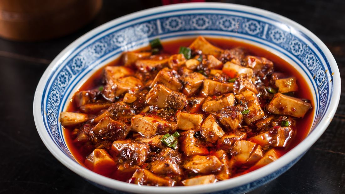 <strong>Mapo tofu, China: </strong>Mouth-numbing Sichuan peppercorns bring the X-factor to this popular dish from China's Sichuan province that mixes chunks of silken tofu with ground meat and a spicy fermented bean paste called <em>doubanjiang</em>.