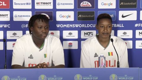 Mali Kamite basketball players Elisabeth Dabou (left) and Salimatou Kourouma apologized for fighting in the mixed zone at the Women's World Cup.