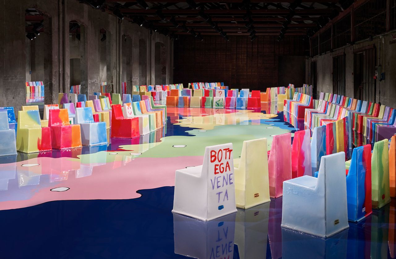 Bottega Veneta's set was a "tribute to diversity," according to designer Italian architect Gaetano Pesce.