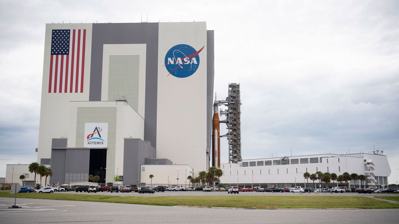 The rocket stack is now safely ensconced in the Vehicle Assembly Building.
