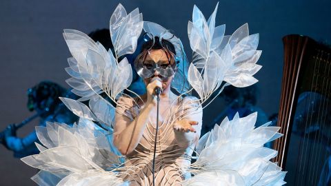 Björk performs astatine  the Shrine Auditorium and Expo Hall connected  February 1 successful  Los Angeles.