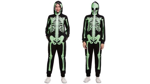 Spooktacular Creations Adult Skeleton Glow in the Dark Onesie Pajama Jumpsuit