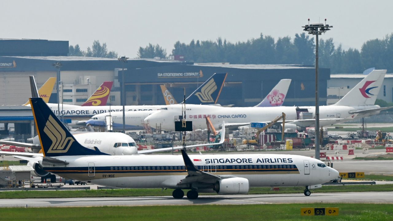 A Singapore Airlines plane at Changi Airport.