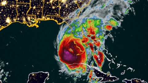Hurricane Ian is shown in this satellite image as it churns off the Florida coast early Wednesday.