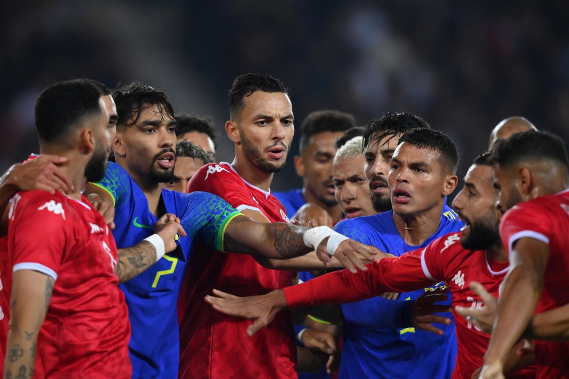 Brazil beat Tunisia in a heated match in which Dylann Bronn received a first-half red card.