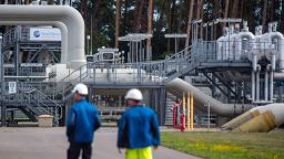 Pipe systems and shut-off devices at the gas receiving station of the Nord Stream 1 Baltic Sea pipeline and the transfer station of the OPAL (Ostsee-Pipeline-Anbindungsleitung - Baltic Sea Pipeline Link) long-distance gas pipeline in Lubmin, Germany, on August 30, 2022. 