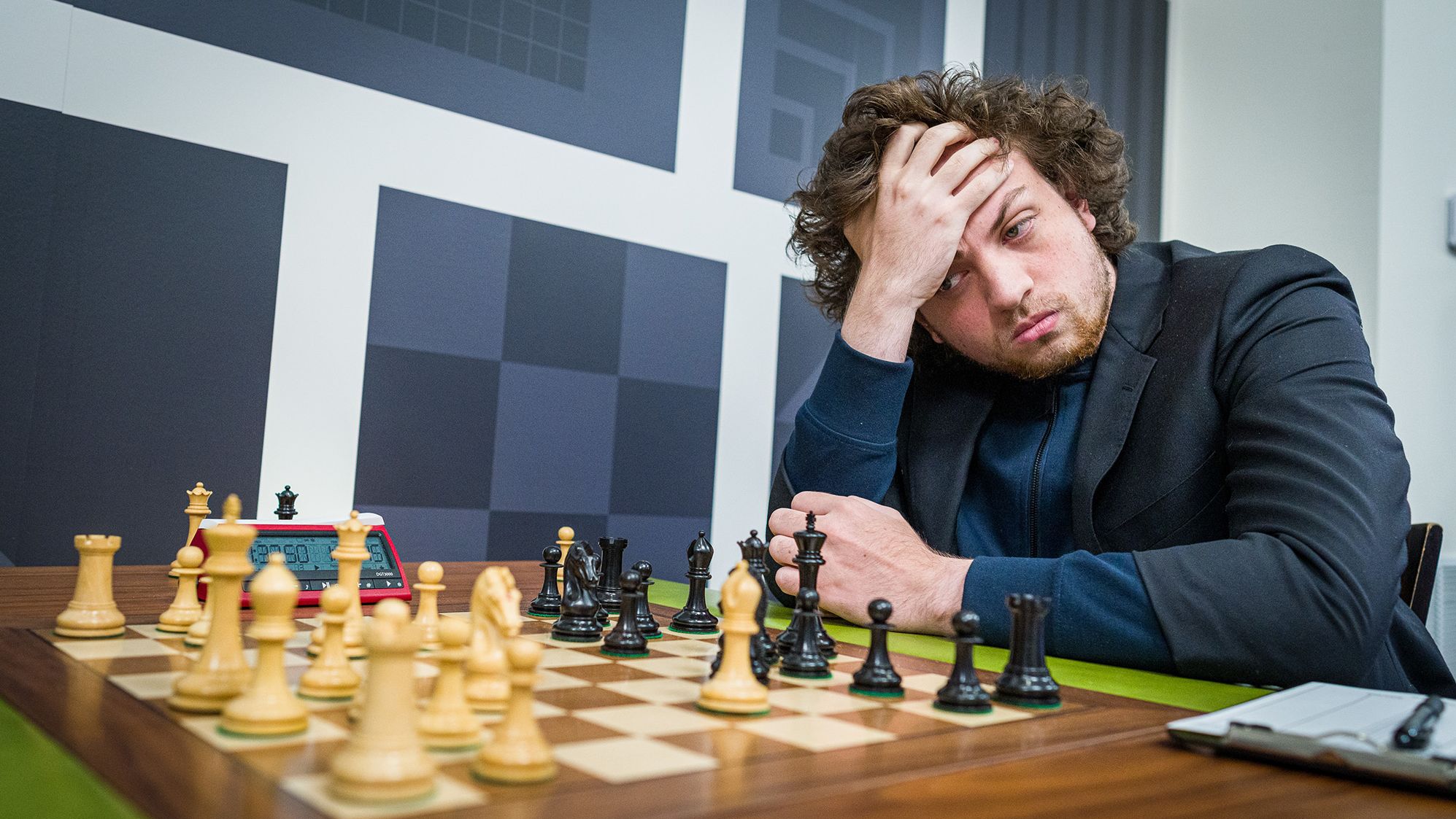 Niemann thinks over a move during the Sinquefield Cup in St. Louis.
