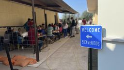 The Val Verde Border Humanitarian Coalition is a migrant respite center in Del Rio, Texas. So far this year, more than 32,000 migrants have come through the center, a nearly 40% increase over last year's total, according to Tiffany Burrow, the center's director of operations.   