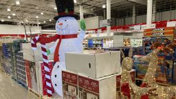 Christmas decorations sit on display for sale in a Costco warehouse on Monday, Aug. 29, 2022, in Sheridan, Colorado. 