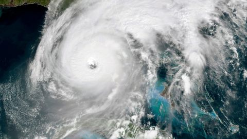 A satellite image shows the eye of Hurricane Ian approaching the southwest coast of Florida on Wednesday, September 28.