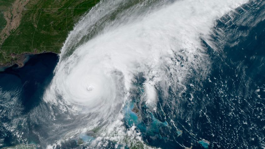 A satellite image from the National Oceanic and Atmospheric Administration shows Hurricane Ian approaching Florida on Wednesday at 2:41 p.m. ET.