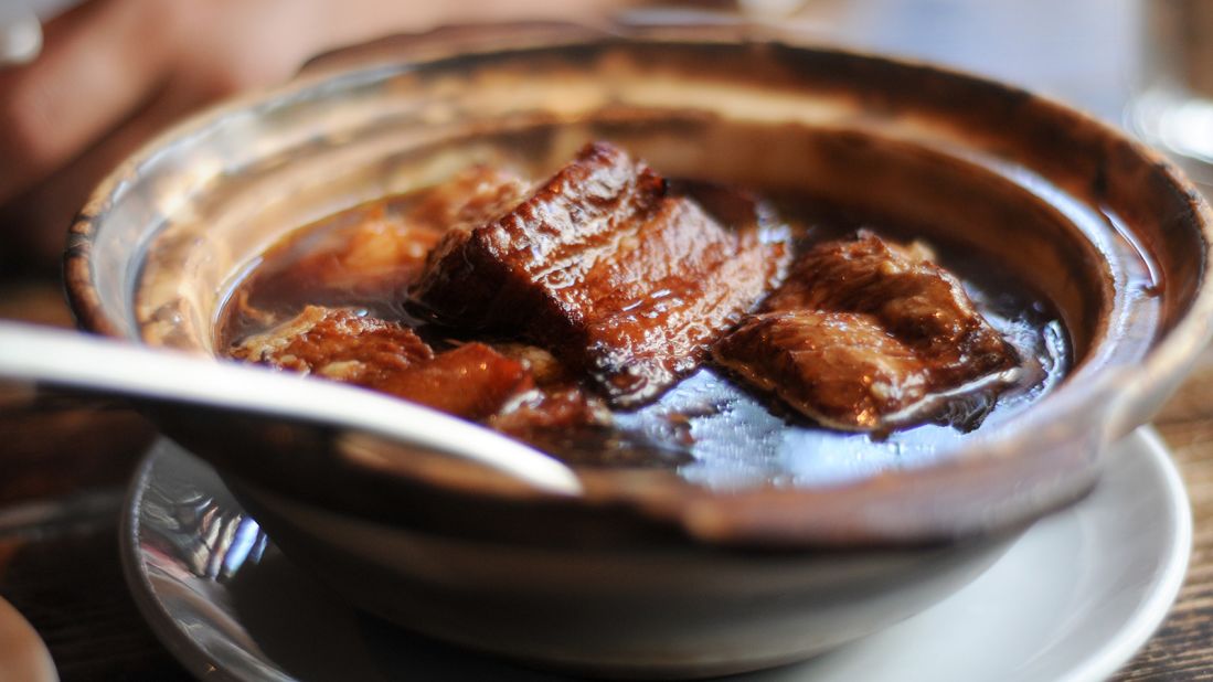 <strong>Chairman Mao's braised pork belly, China: </strong>Called <em>Mao shi hong shao rou</em> in China, this hearty dish is made by braising chunks of pork belly with soy sauce, dried chiles and spices. 