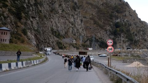 Around 10,000 Russians have been crossing the border into Georgia daily, according to the country's interior ministry.