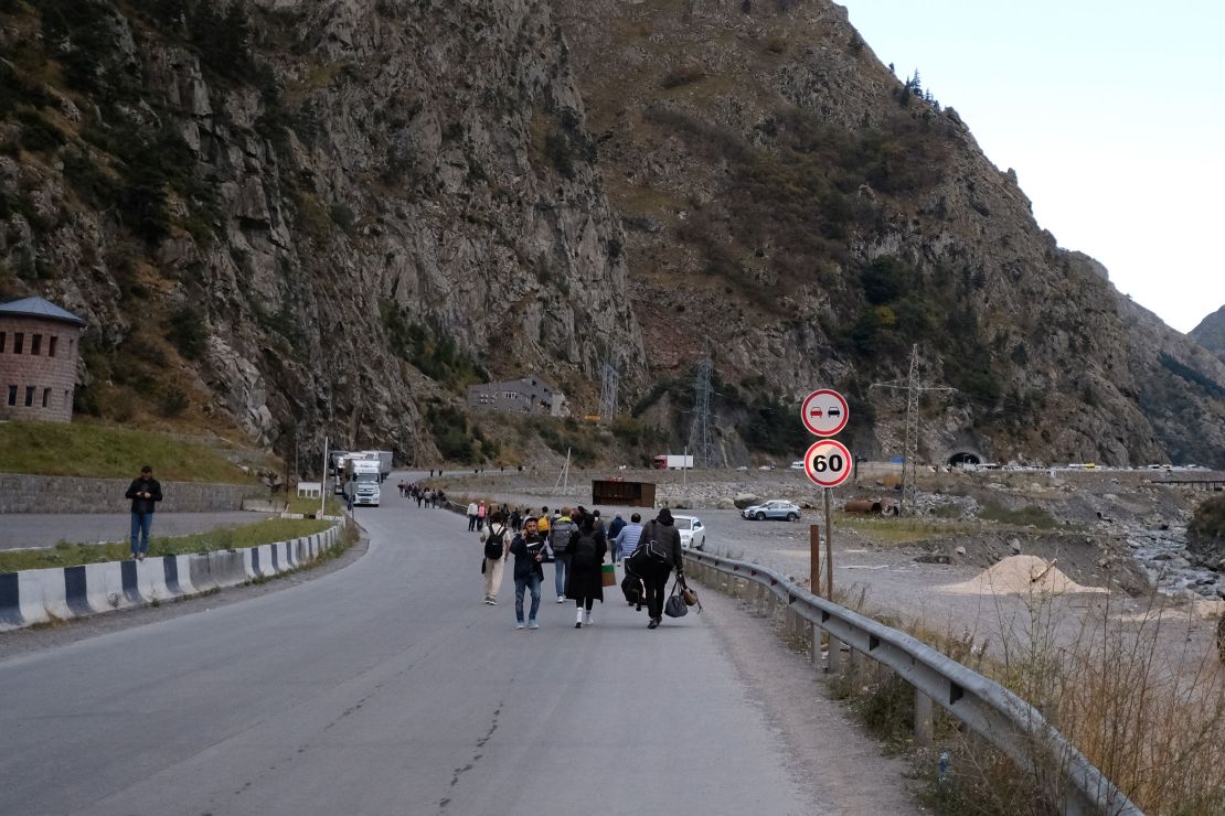 Around 10,000 Russians have been crossing the border into Georgia daily, according to the country's interior ministry.