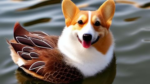 CNNs Rachel Metz skapte denne halv-and, halv-corgie med AI-bildegenerator Stable Diffusion.