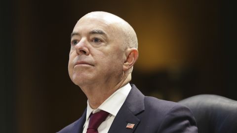 Secretary of Homeland Security Alejandro Mayorkas testifies before a Senate Appropriations Subcommittee on Homeland Security, on Capitol Hill on May 04, 2022.