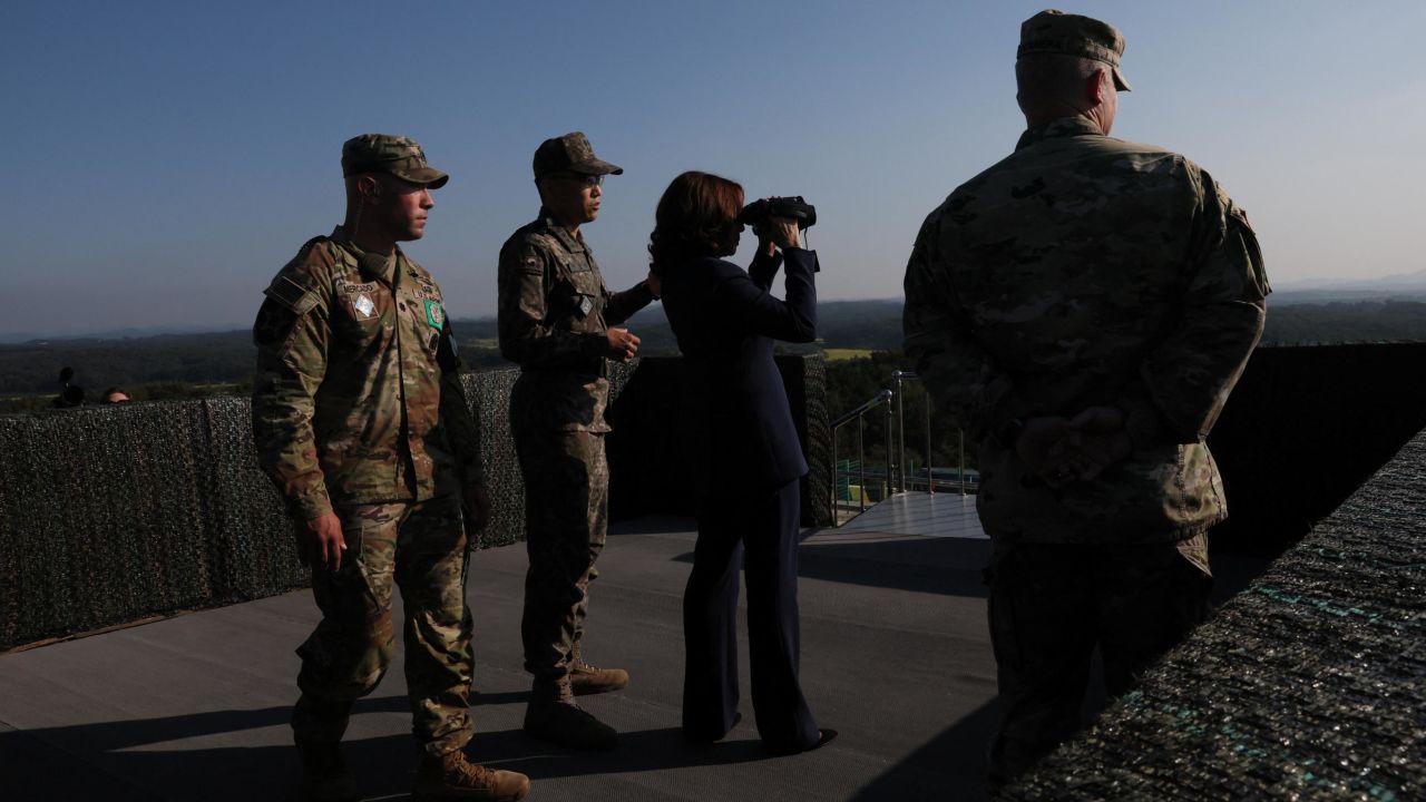 US Vice President Kamala Harris visits the Demilitarized Zone  separating the two Koreas, in Panmunjom, South Korea, on Sept. 29.