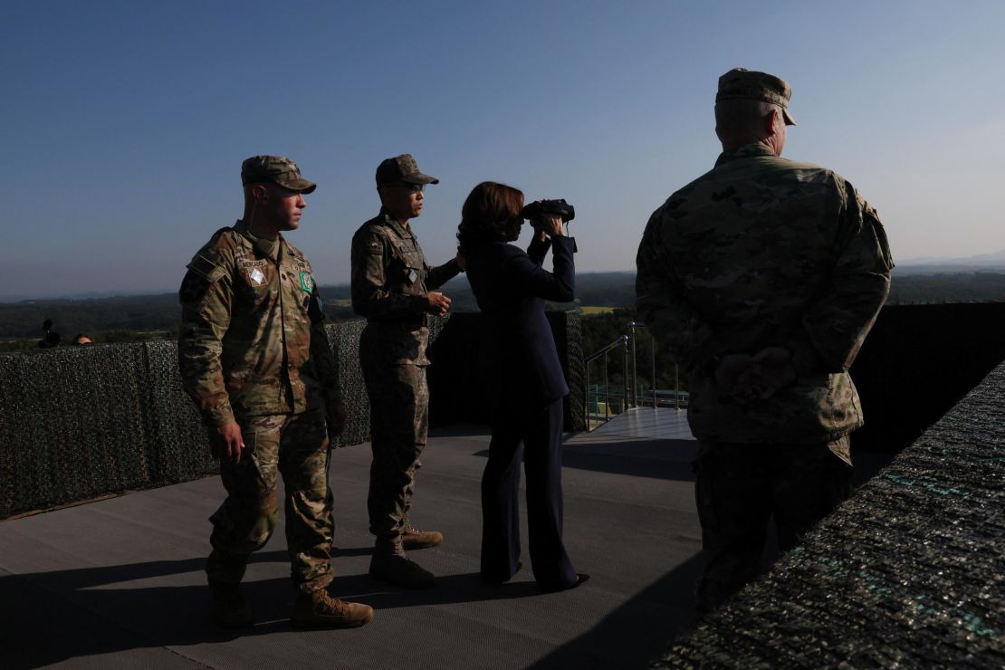 US Vice President Kamala Harris visits the Demilitarized Zone  separating the two Koreas, in Panmunjom, South Korea, on Sept. 29.