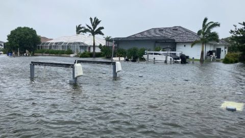 Streets are hidden under water in Marco Island, Florida.