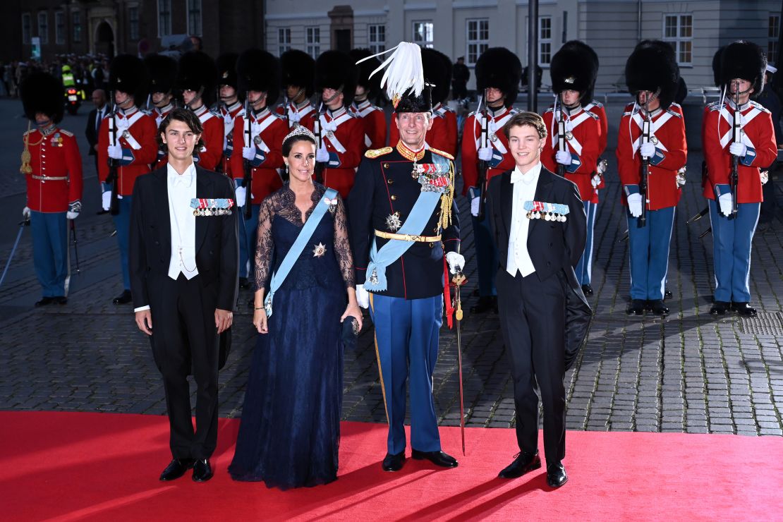 Prince Joachim, sons Nikolai and Felix, and Princess Marie during celebrations of the 50th anniversary of Queen's accession to the throne in Copenhagen on September 10.  