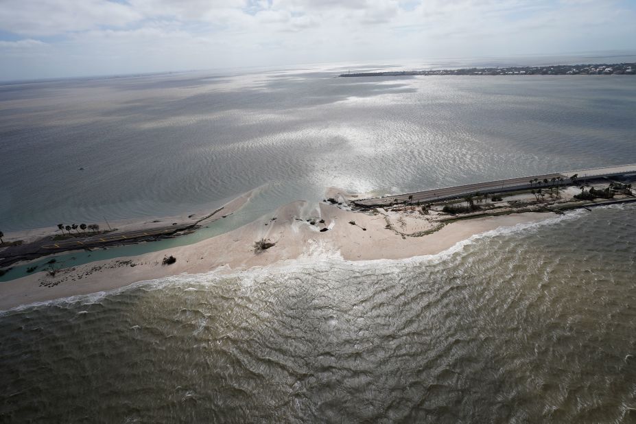 A causeway to Florida's Sanibel Island is seen on Thursday. The causeway is the only way to get to or from Sanibel and Captiva Islands to Florida's mainland.