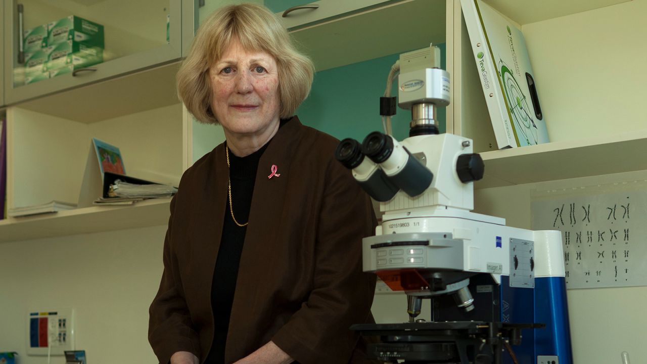 Mary-Claire King, right, the American geneticist who identified a gene that increases vulnerability to breast cancer when in its mutated form in Jerusalem, Sept. 7, 2014. 