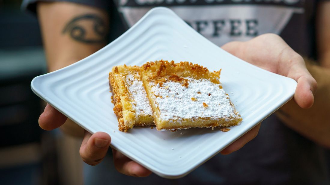 <strong>Gooey butter cake, Missouri. </strong>St. Louis gooey butter cake is thought to be the result of a happy accident of proportions. Here's a slice from the city's Park Avenue Coffee.