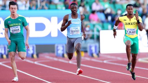 Tebogo clocked a 100-meter time of 9.94 seconds at the World Championships this year.