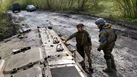 Images obtained by CNN show Ukrainian forces in control of rural areas of Donetsk around the contested town of Lyman, which is still held by a variety of pro-Russian militia. 