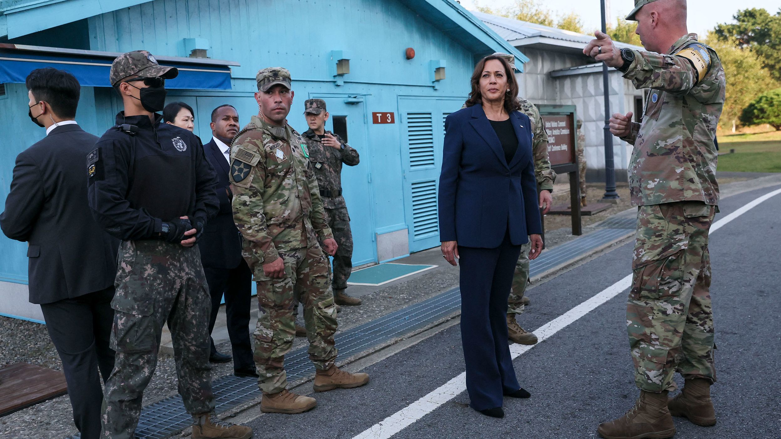 US Vice President Kamala Harris is given a tour near the demarcation line as she <a href="https://www.cnn.com/2022/09/29/asia/kamala-harris-dmz-korea-missile-launch-intl-hnk" target="_blank">visited the Demilitarized Zone</a> dividing North and South Korea on Thursday, September 29. It was the last stop on her four-day trip to Asia, and it came a day after Pyongyang fired two ballistic missiles into the waters off its east coast.