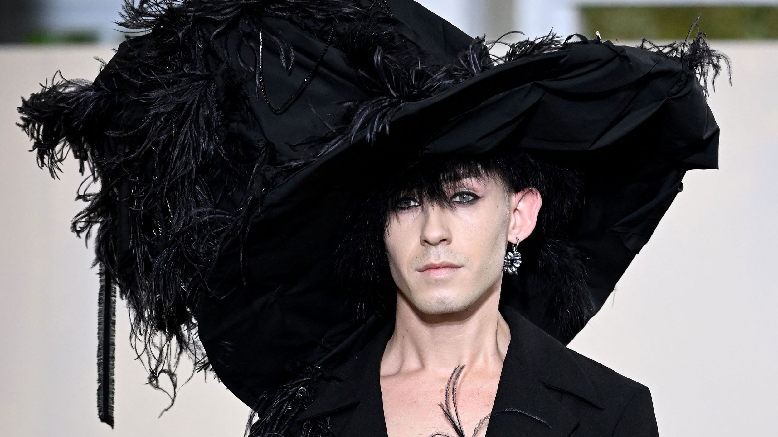 A model presents a creation for Weinsanto during a fashion show in Paris on Monday, September 26.