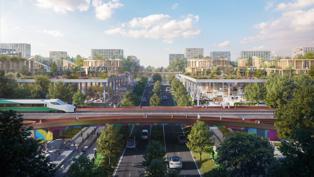 A rendering of a proposal to transform Downsview Airport, Toronto, into a large residential and commerical district. Many former airports around the world have already been given a second life.