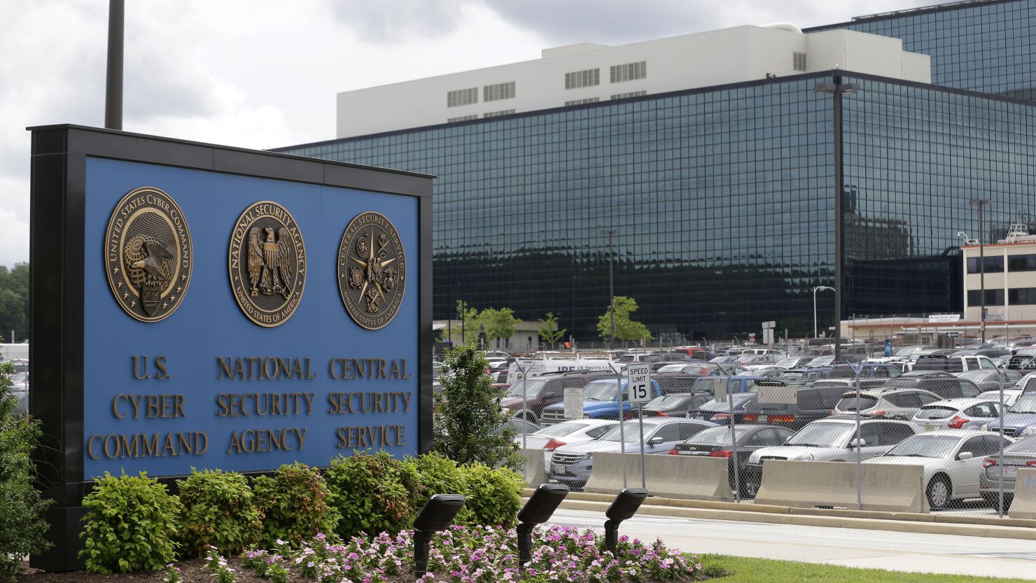 A sign stands at the National Security Administration campus in Fort Meade, Maryland, on June 6, 2013. A former NSA employee is charged with trying to sell classified information to a foreign government. T