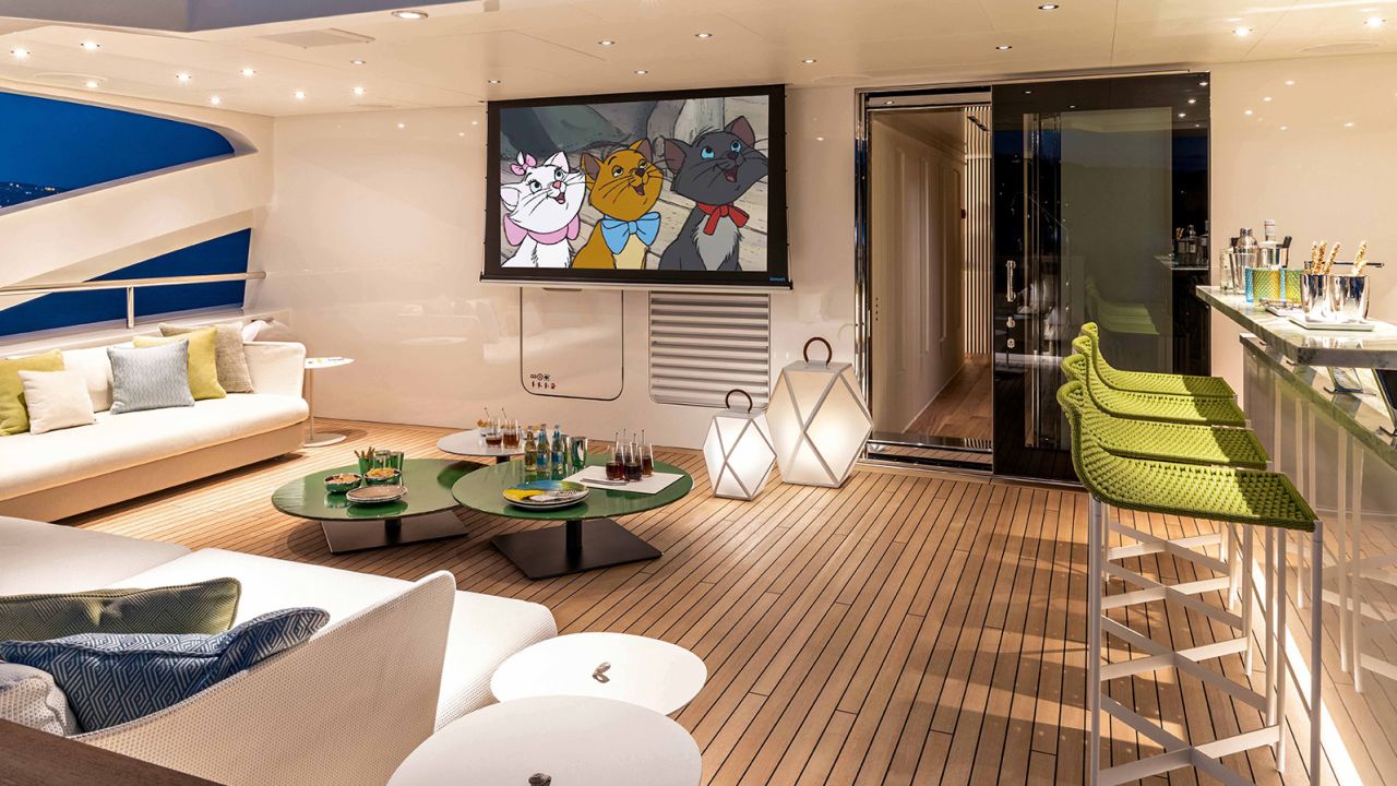 Rio, built by Italian shipbuilder CRN, features an interior full of bright, vibrant colors.